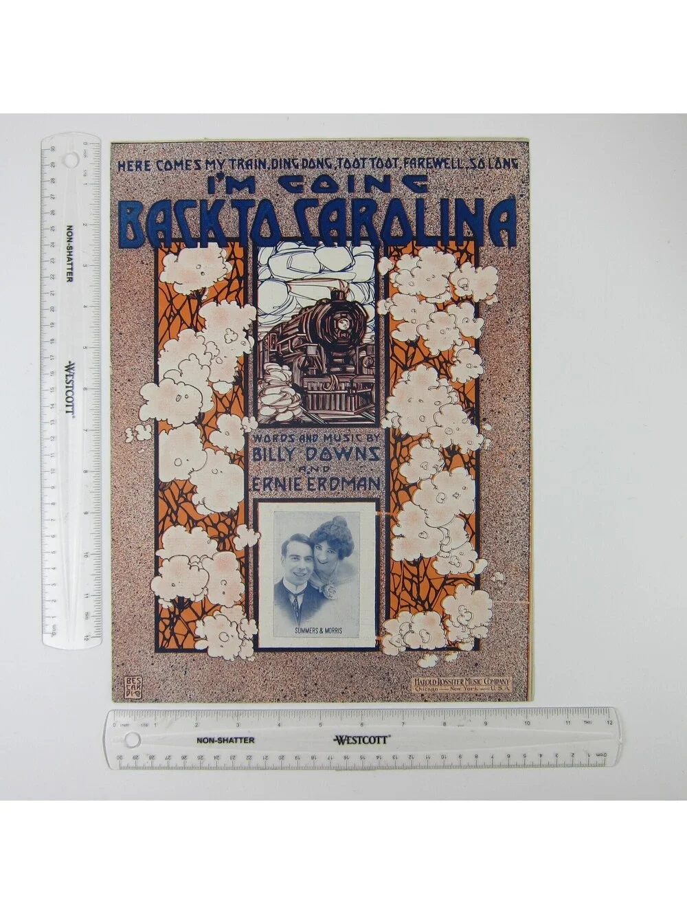 Sheet Music I'm Going Back To Carolina Train Summers & Morris Cover Antique 1913